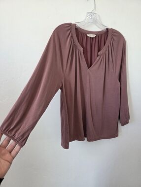 Lucky Brand Sandwash Top Modal Blend Comfy Pink Mauve Peasant Bohemian Large